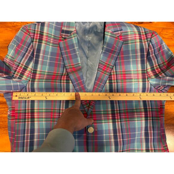 Saddlebred men’s plaid 2 button colorful blazer sport coat cotton men’s 44S - Picture 10 of 13